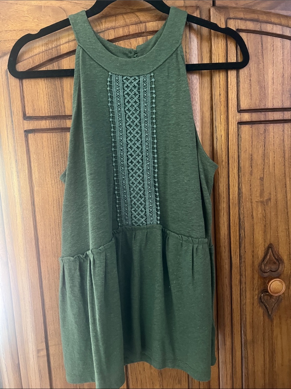 Old Navy Olive Green Sleeveless Tank with Lace Panel